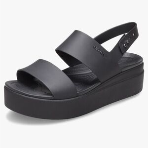 Like New Crocs Women's Black Platform Sandals - Size 7